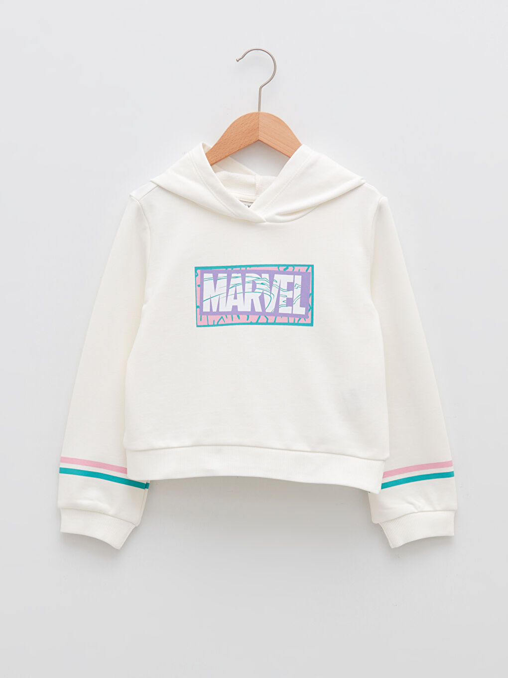 Hooded Marvel Printed Long Sleeve Girls' Sweatshirt