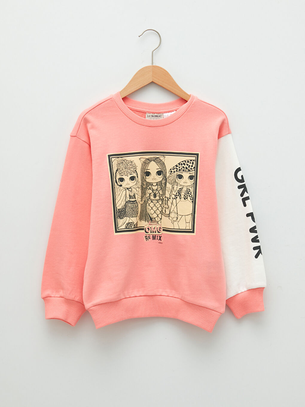 Pembe Bisiklet Yaka LOL Surprise OMG Lisanslı Uzun Kollu Kız Çocuk Sweatshirt