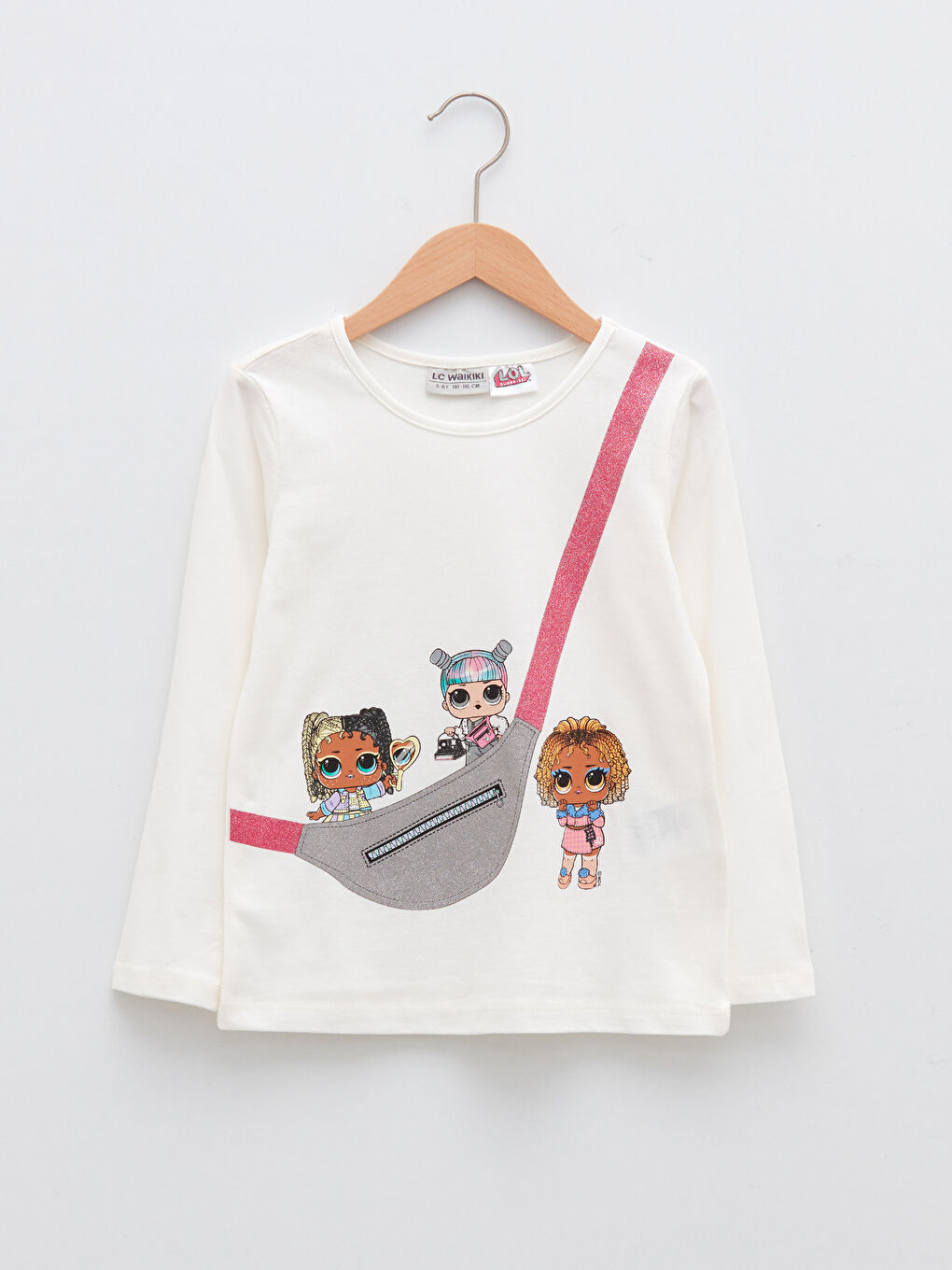 Ekru Bisiklet Yaka LOL Surprise OMG Lisanslı Uzun Kollu Kız Çocuk Tişört