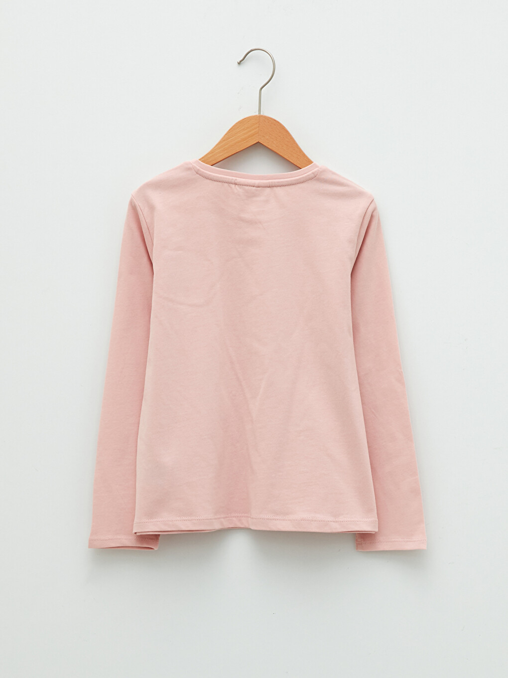 Crew Neck Printed Long Sleeve Cotton Girl T-shirt-1