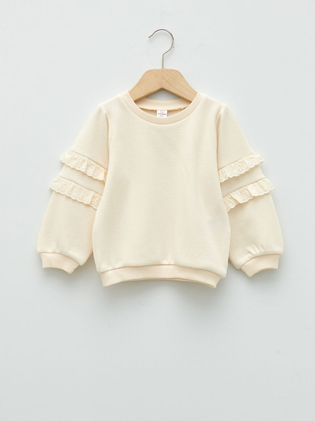 Pembe Bisiklet Yaka Uzun Kollu Basic Kız Bebek Sweatshirt