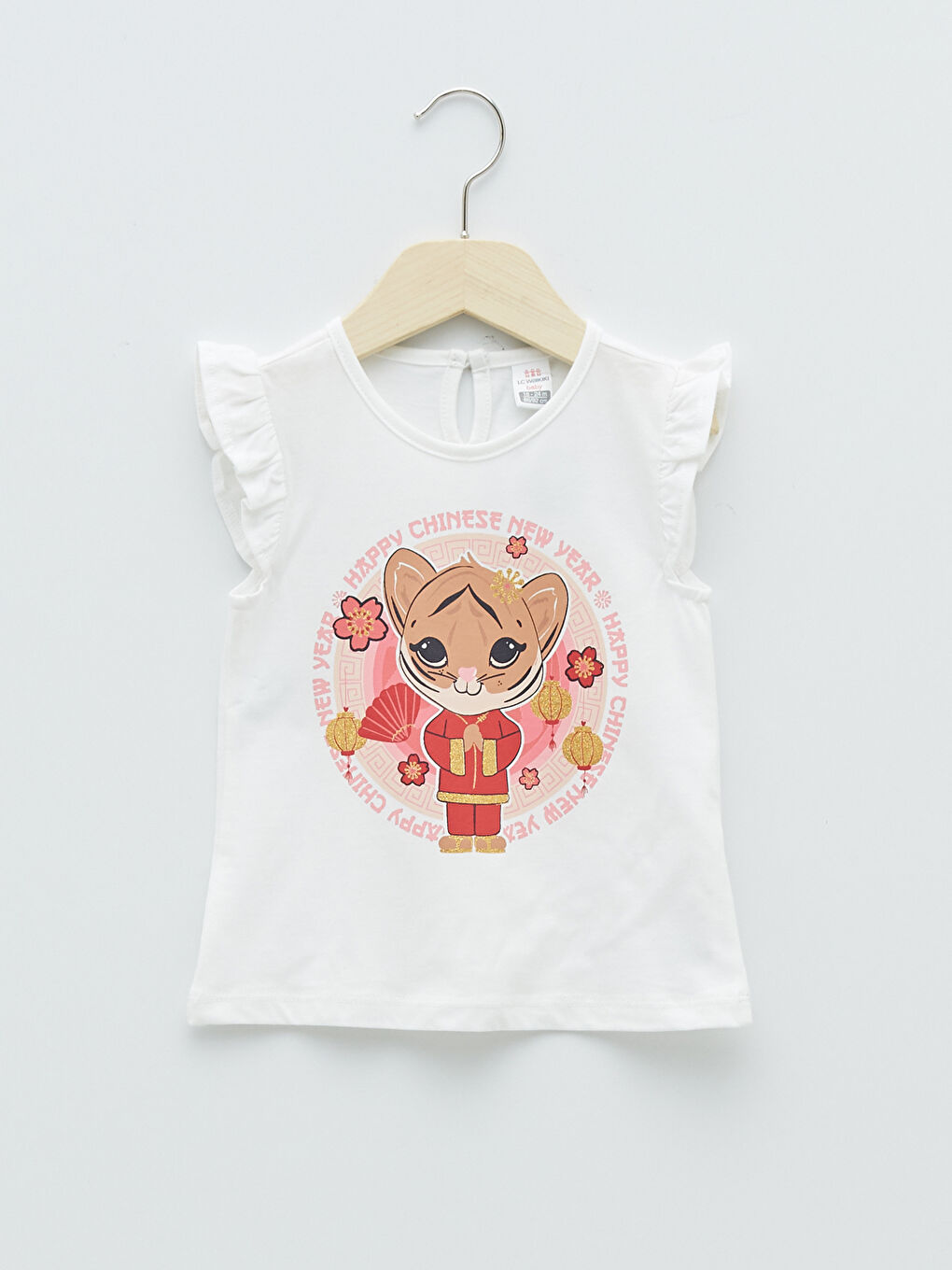 Crew Neck Short Sleeve Printed Baby Girls' T-Shirt