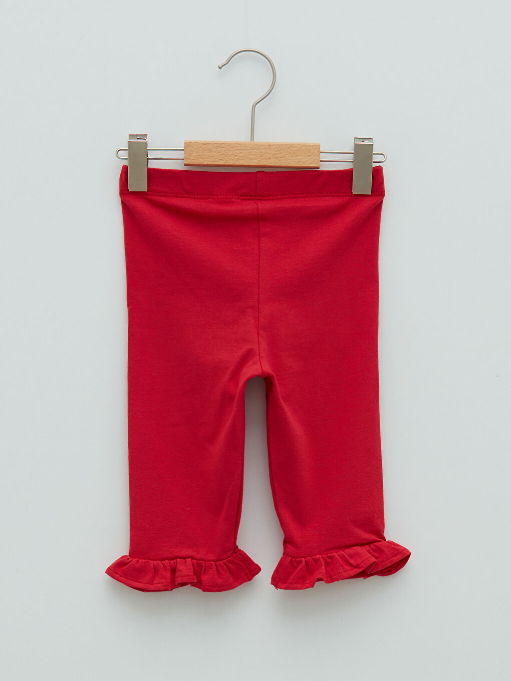 Kırmızı Beli Lastikli Pamuklu Kız Bebek Tayt-1