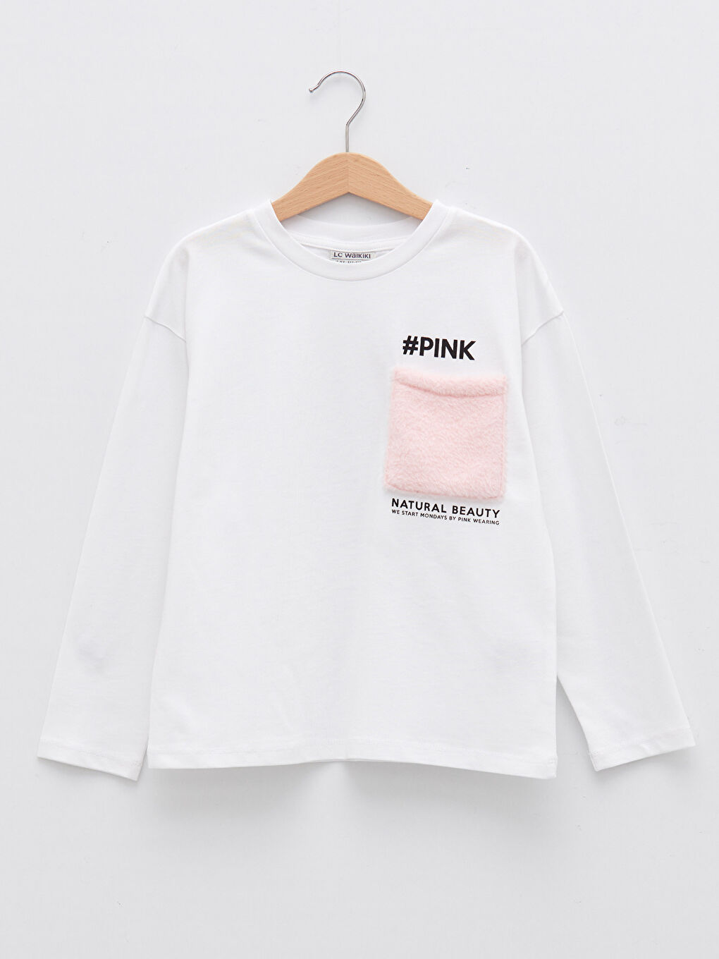 تيشيرت للبنات كم طويل قطن مطبوع بحروف برقبة دائرية