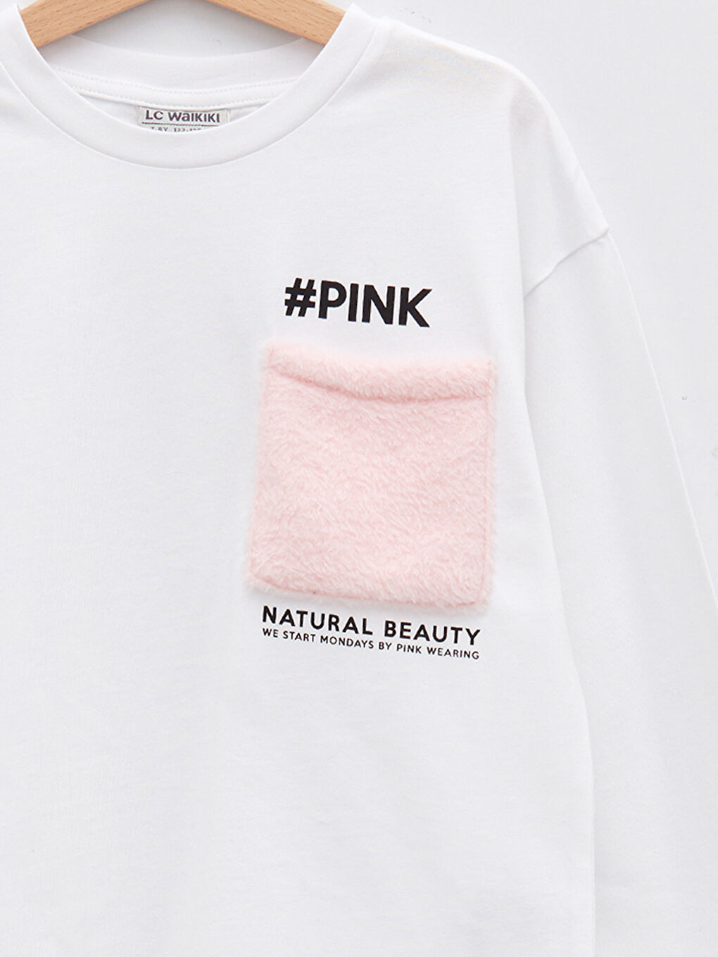 تيشيرت للبنات كم طويل قطن مطبوع بحروف برقبة دائرية-2