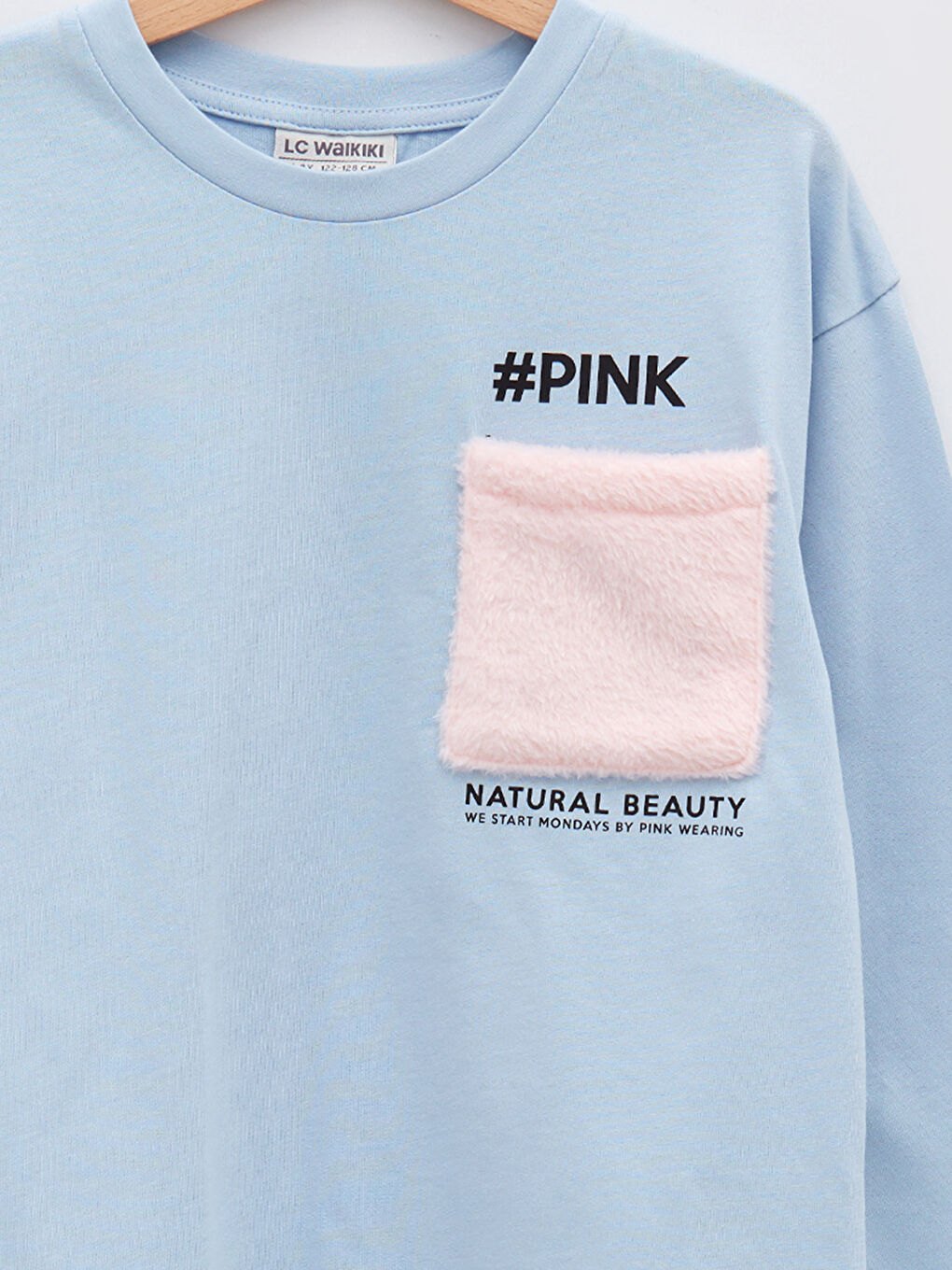 تيشيرت للبنات كم طويل قطن مطبوع بحروف برقبة دائرية-2