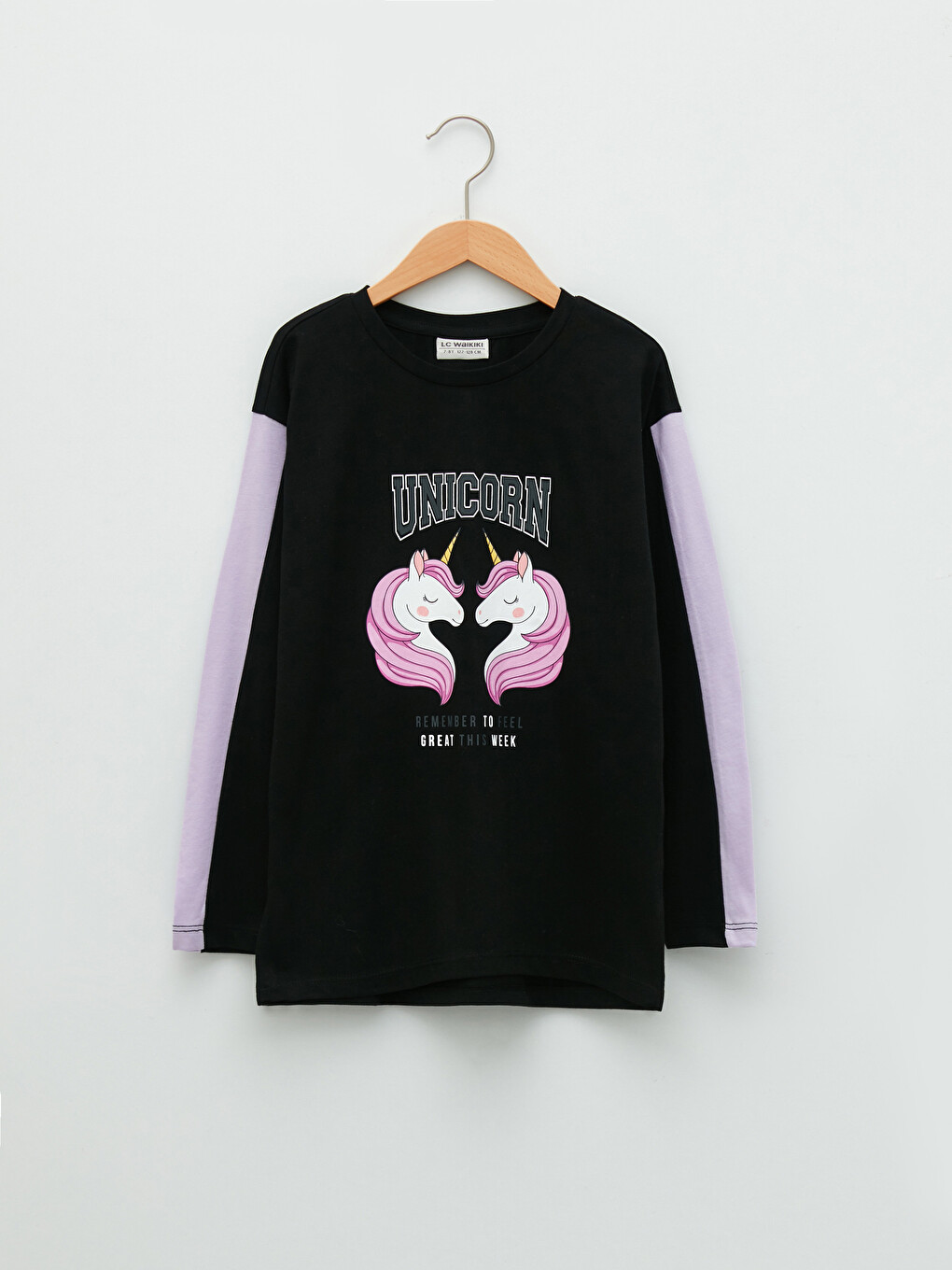 Crew Neck Printed Long Sleeve Girls' T-shirt