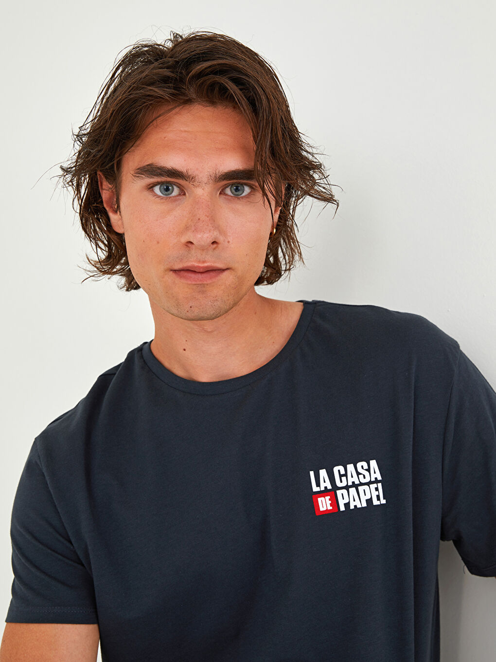 Crew Neck Short Sleeve La Casa De Papel Printed Combed Cotton Men's T-Shirt -W1FA21Z8-HEF