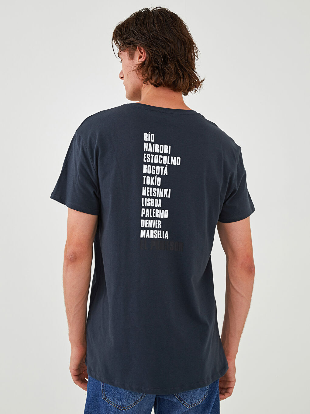 Crew Neck Short Sleeve La Casa De Papel Printed Combed Cotton Men's T-Shirt -W1FA21Z8-HEF