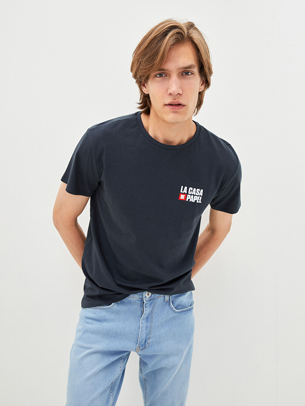 Crew Neck Short Sleeve La Casa De Papel Printed Combed Cotton Men's T-Shirt -W1FA21Z8-HEF