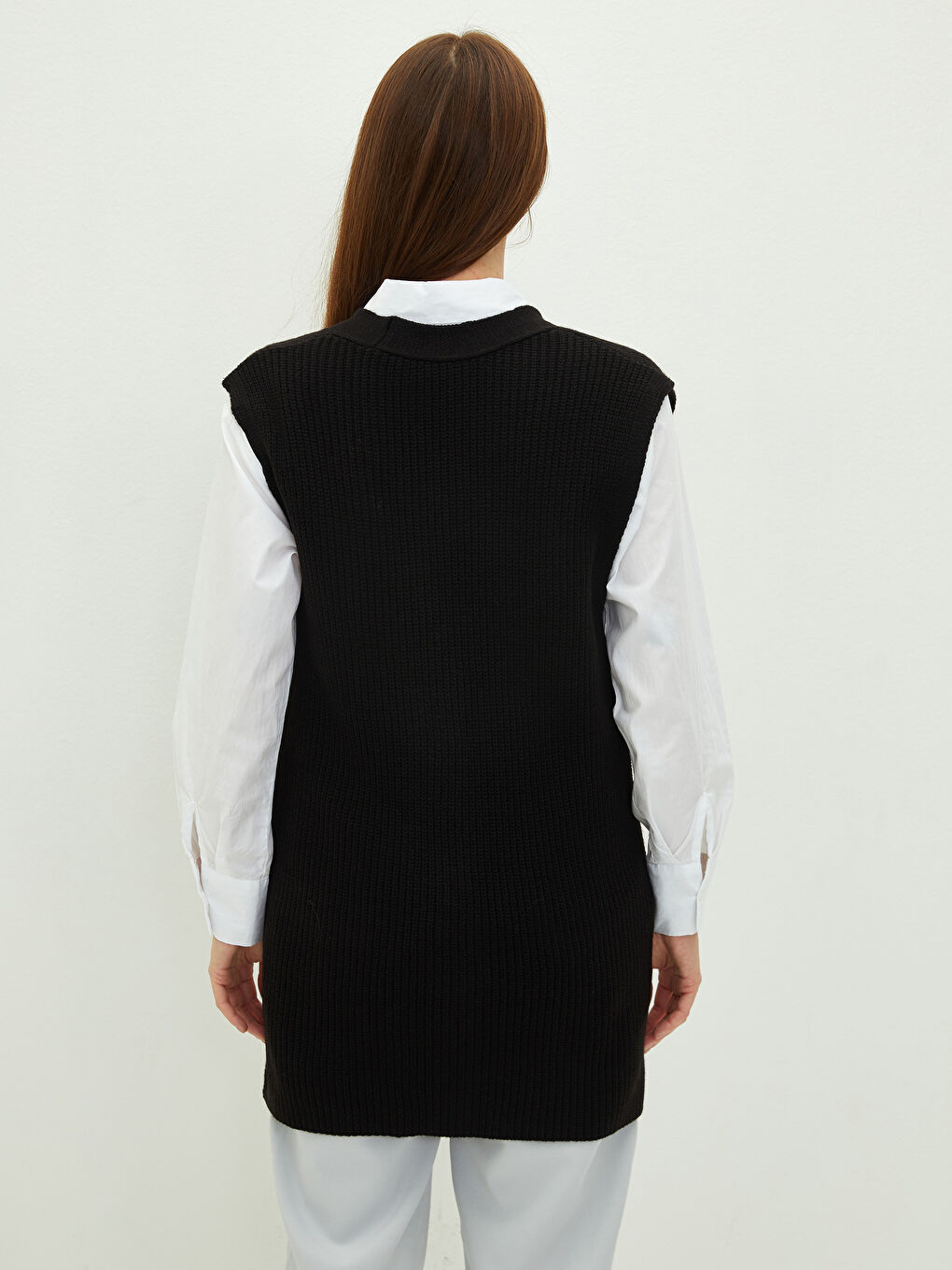 V-Neck Pocket Detailed Women's Knitwear Vest-4