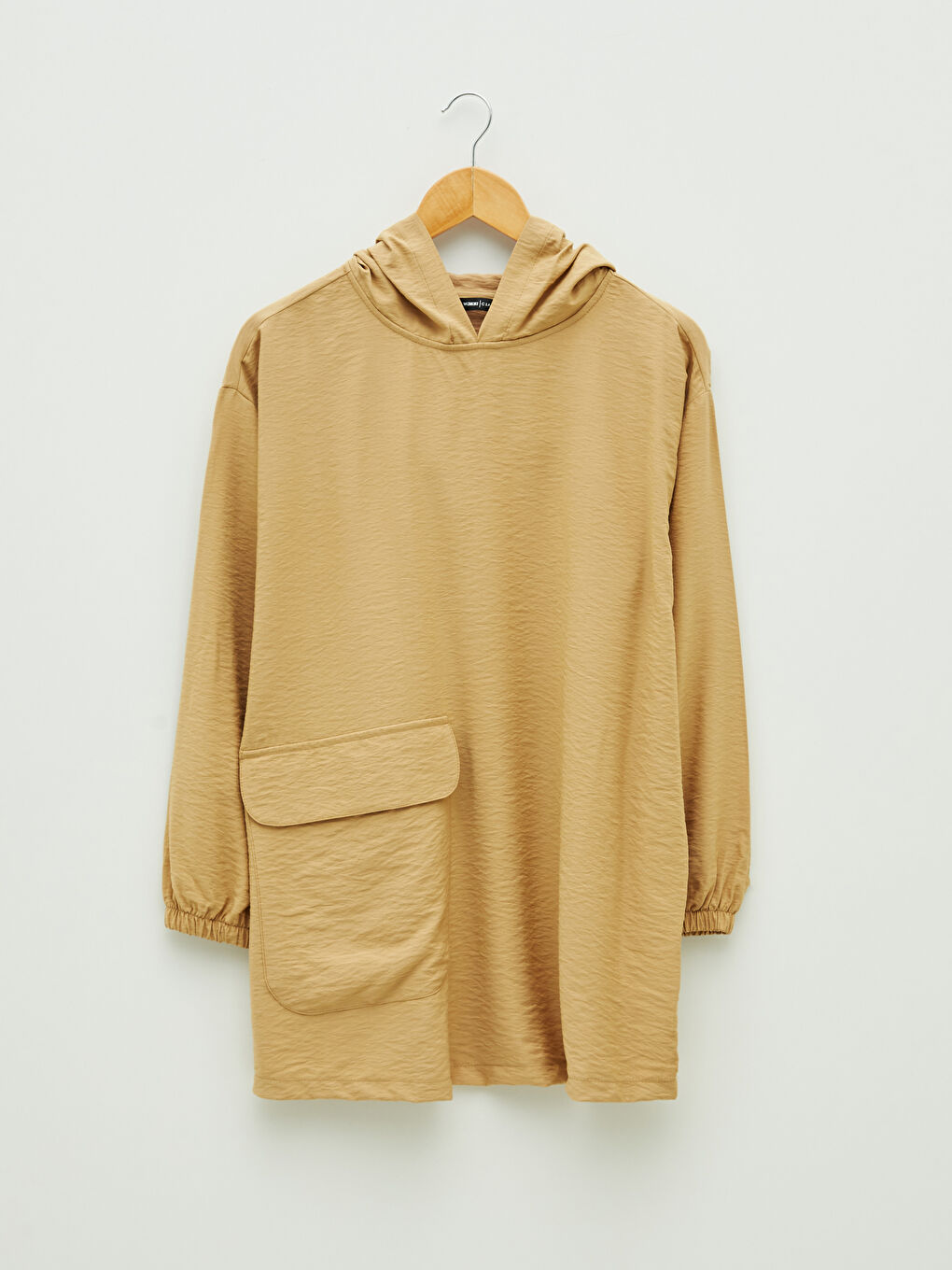 Tunique Femme à Capuche Manches Longues en Tissu Crêpe-5