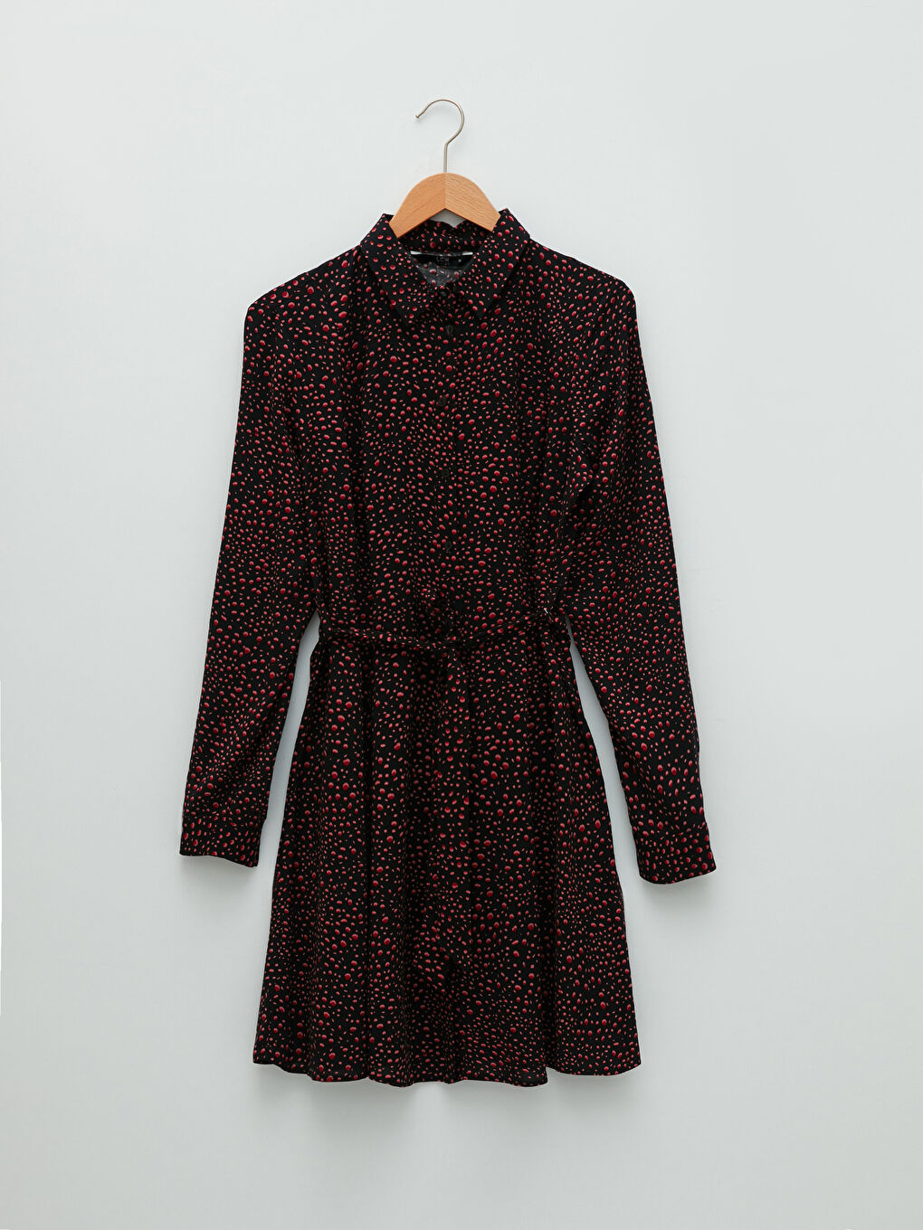 LC Waikiki LCW Vision Shirt Collar Long Sleeve Patterned Viscose Women's Dress -W1FB03Z8-LQJ