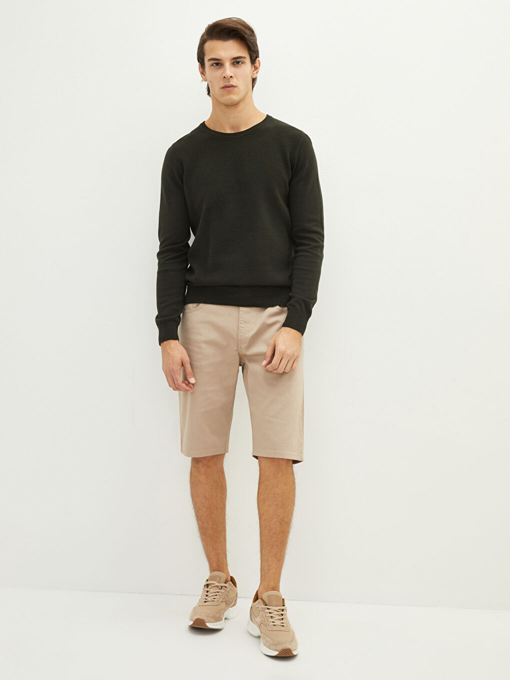 Ерлерге арналған трикотаж ұзын жеңді дөңгелек жағалы жемпір-2