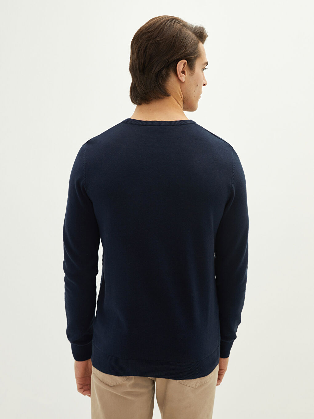 Crew Neck Long Sleeve Men's Tricot Sweater-4
