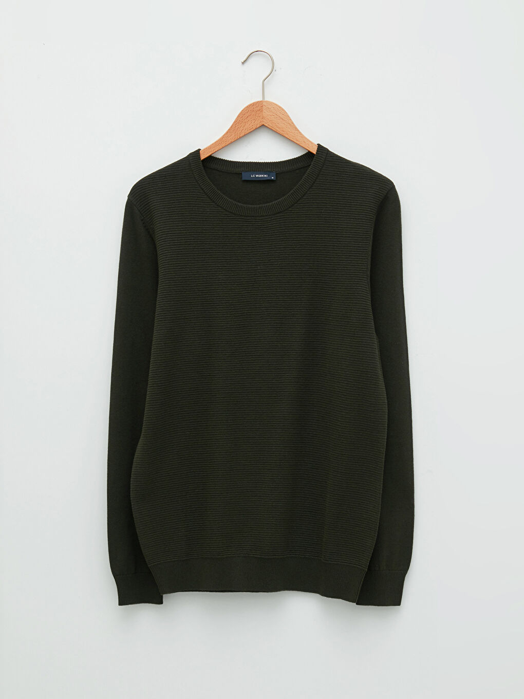 Ерлерге арналған трикотаж ұзын жеңді дөңгелек жағалы жемпір-5