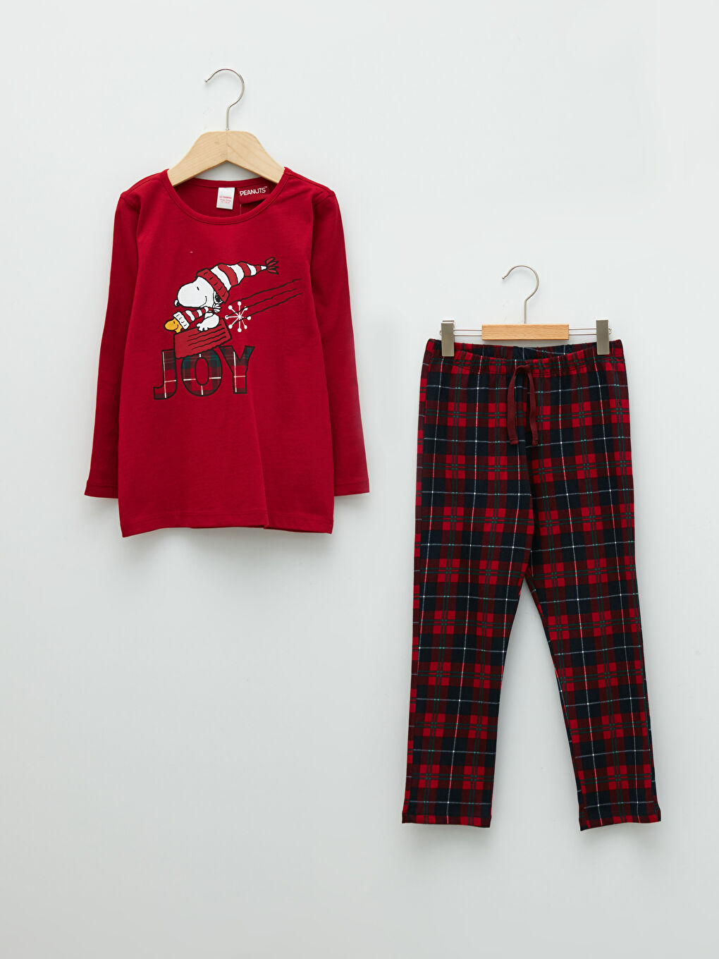 Crew Neck Snoopy Printed Long Sleeve Girls' Pyjamas Set
