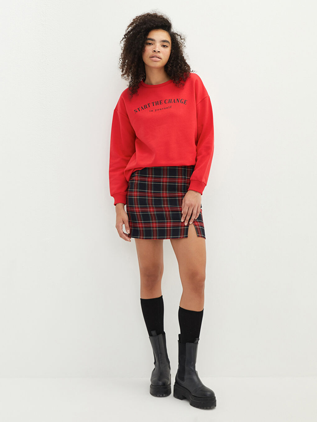 Crew Neck Printed Women's Thick Sweatshirt-1