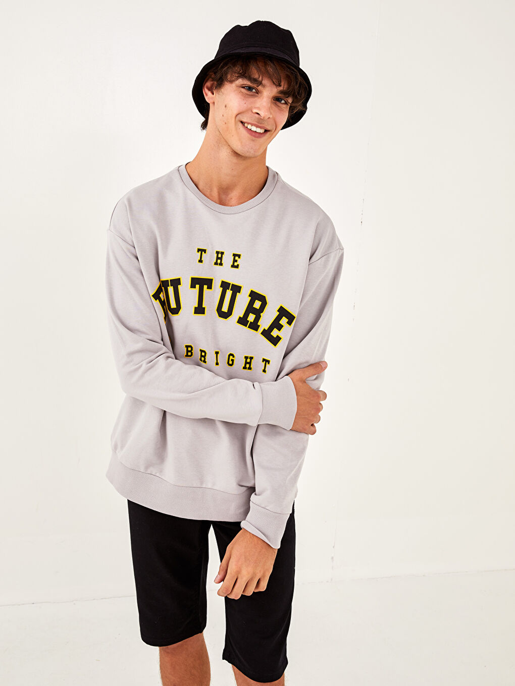 Oversize Crew Neck Long Sleeve Men's Sweatshirt-5