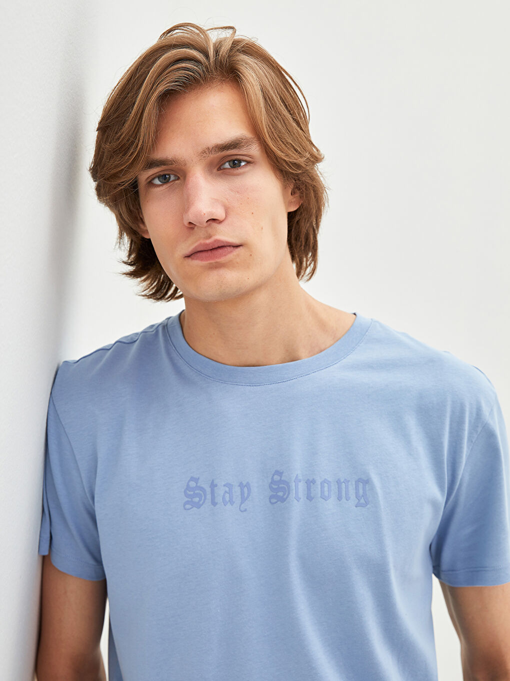 Mavi Bisiklet Yaka Kısa Kollu Baskılı Penye Erkek Tişört-2