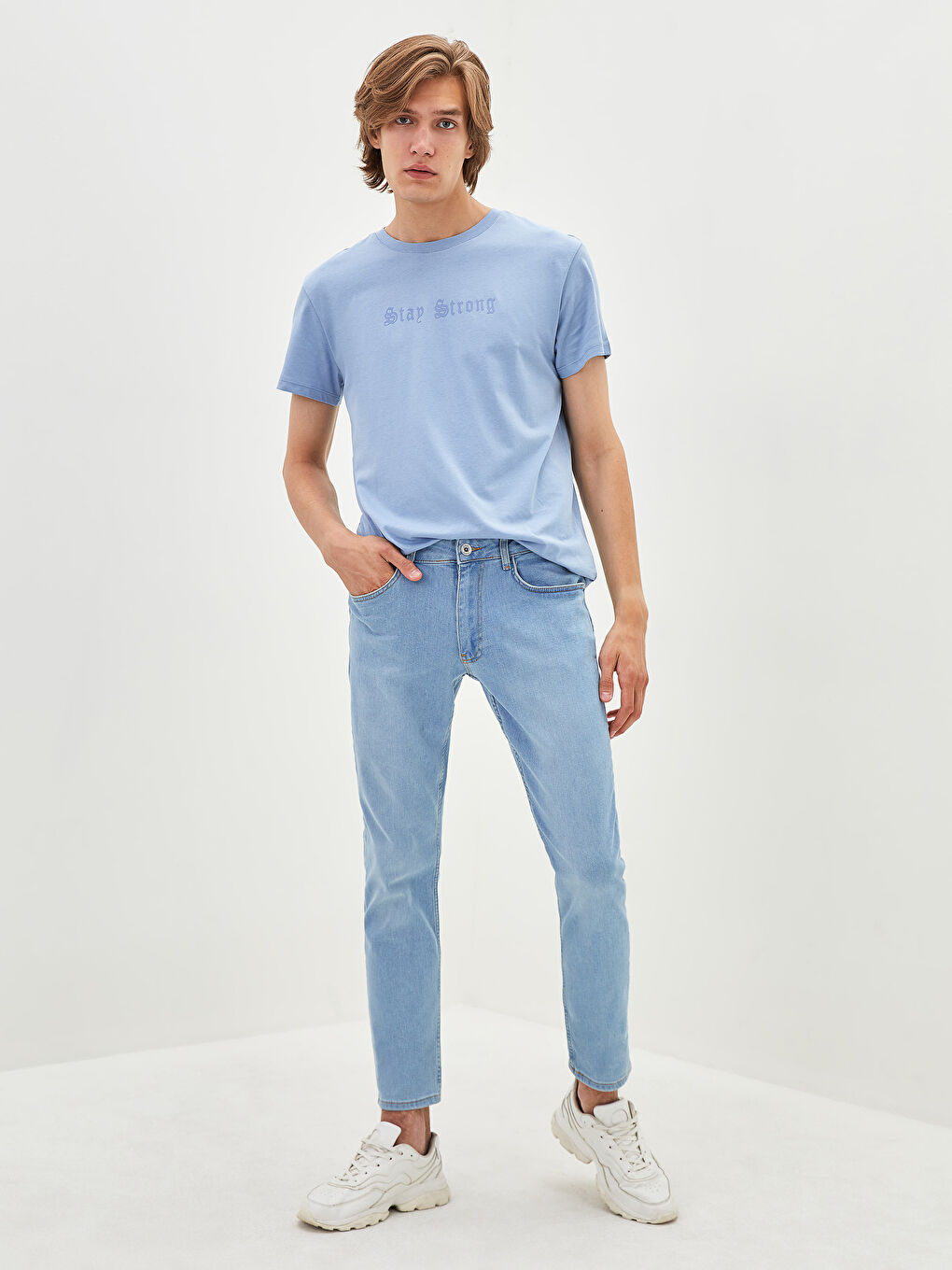 Mavi Bisiklet Yaka Kısa Kollu Baskılı Penye Erkek Tişört-3