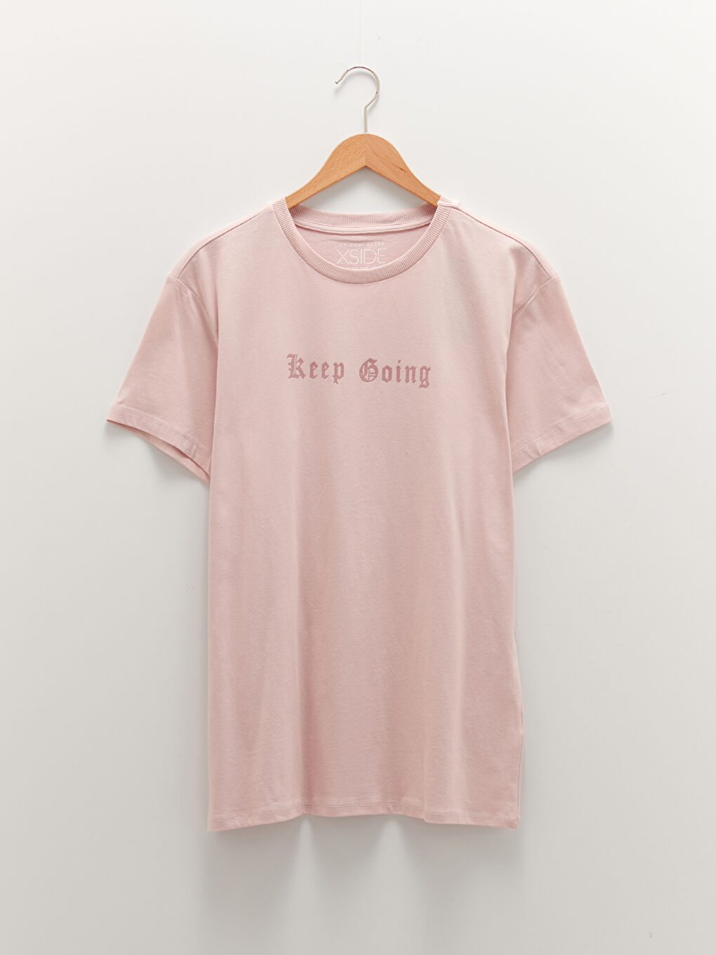 Pembe Bisiklet Yaka Kısa Kollu Baskılı Penye Erkek Tişört-5