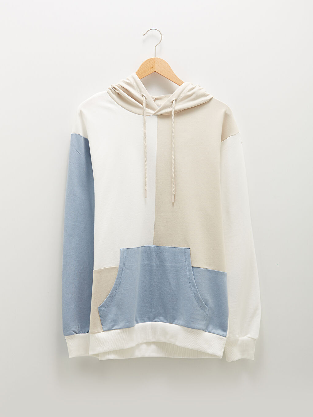 Mavi Uzun Kollu Erkek Hoodie-5