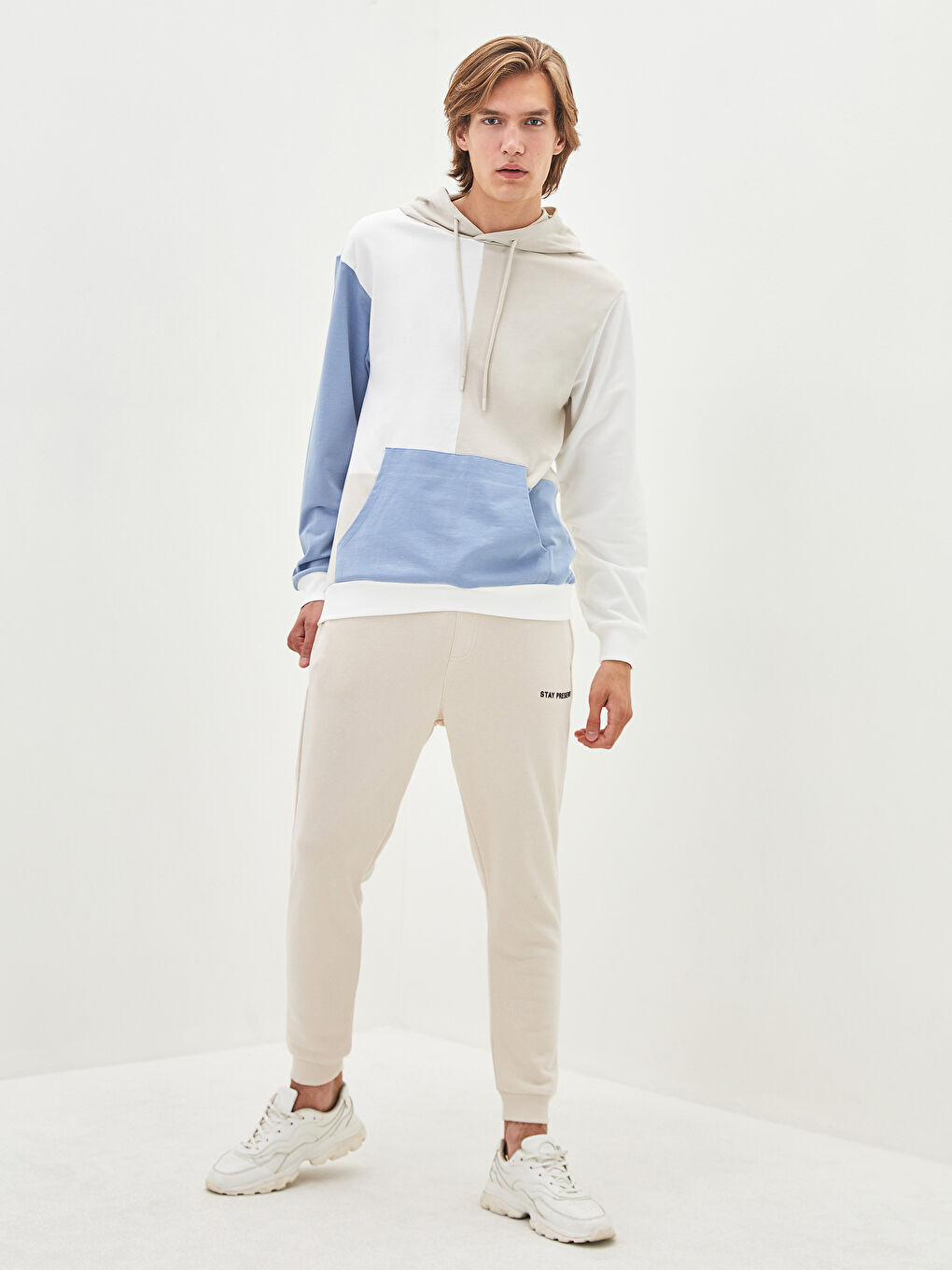 Mavi Uzun Kollu Erkek Hoodie-3