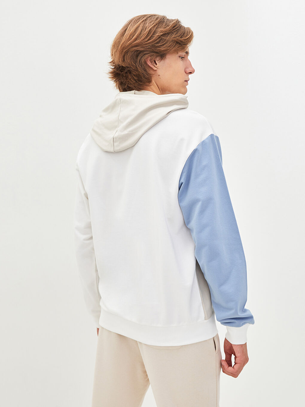 Mavi Uzun Kollu Erkek Hoodie-4