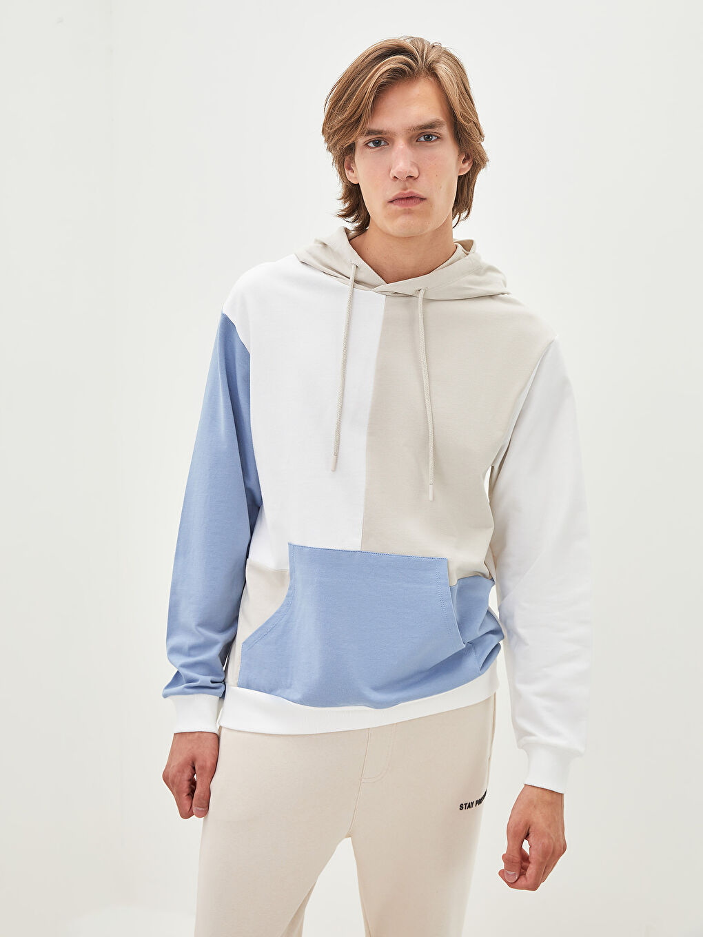 Mavi Uzun Kollu Erkek Hoodie