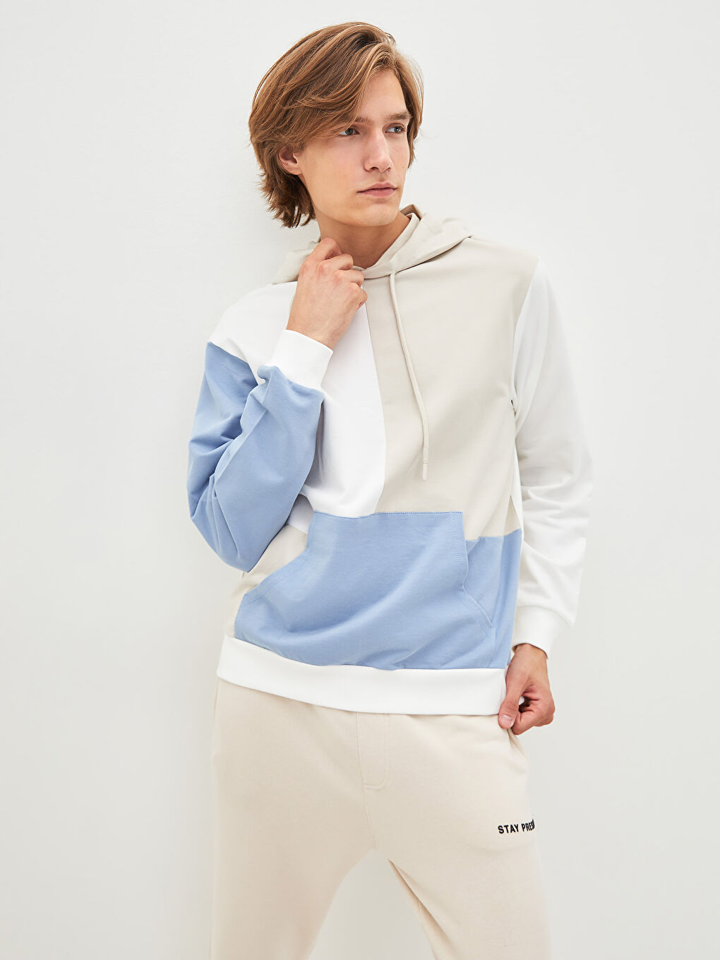 Mavi Uzun Kollu Erkek Hoodie-1