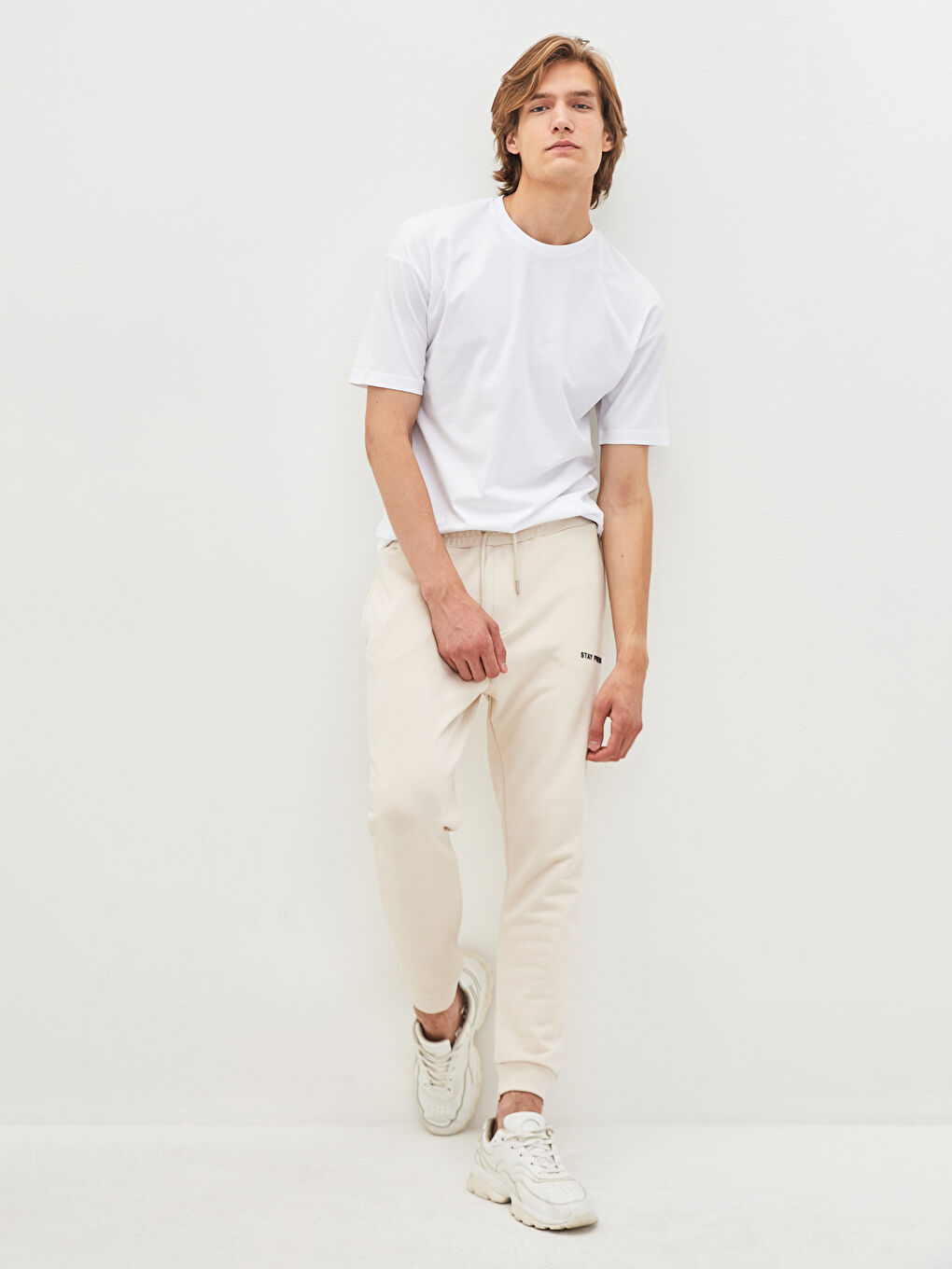 Bej Standart Kalıp Erkek Jogger Eşofman Altı-5