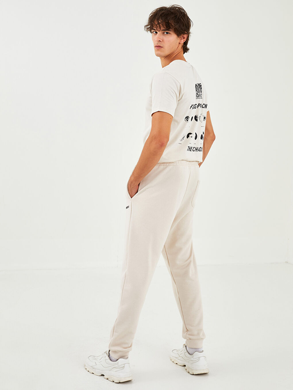 Bej Standart Kalıp Erkek Jogger Eşofman Altı-6