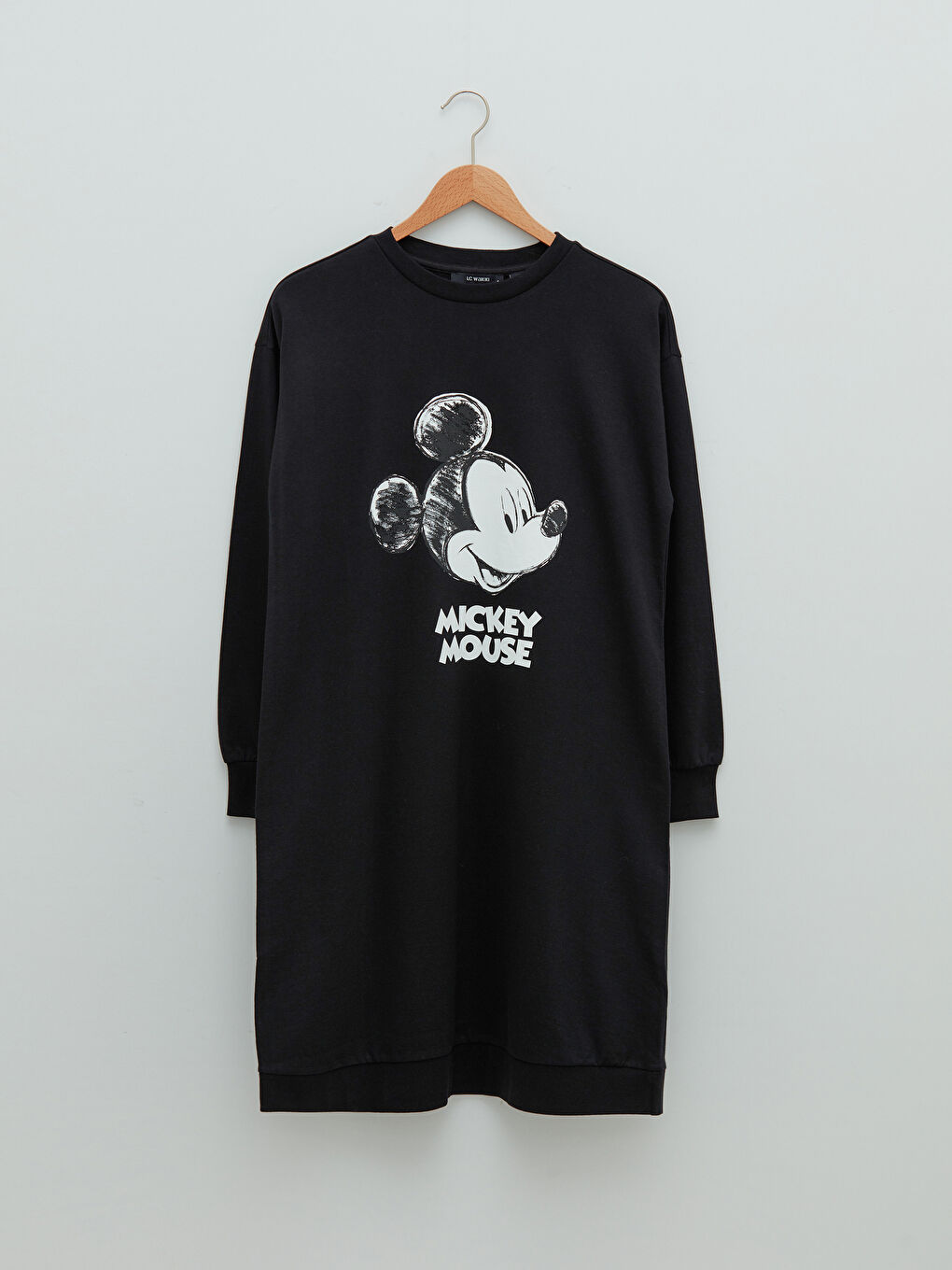 Crew Neck Mickey Mouse Printed Long Sleeve Maternity Dress-5