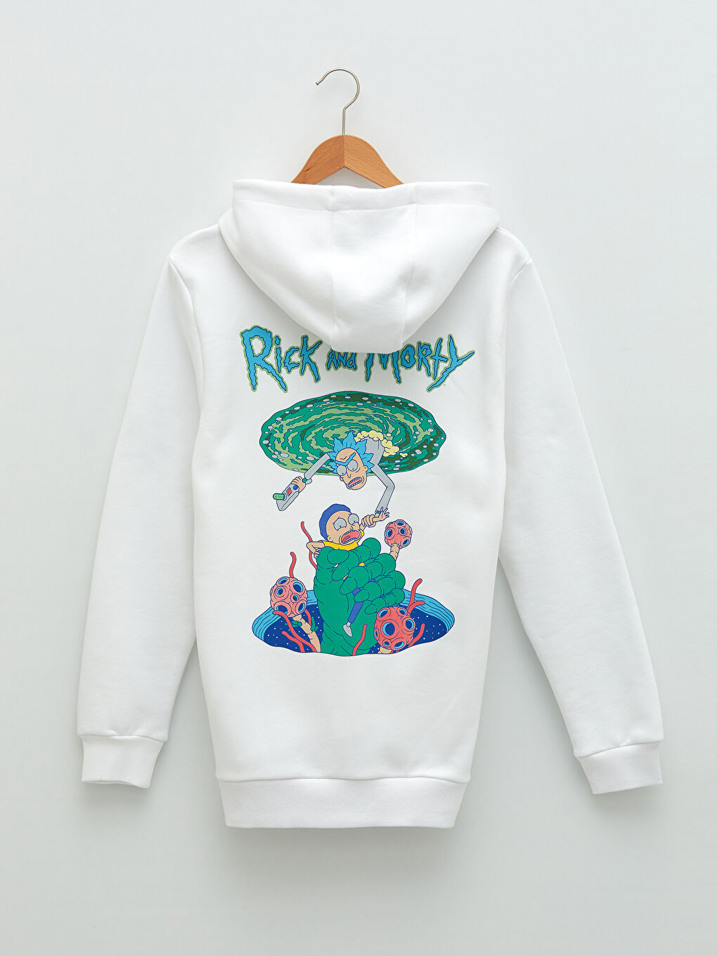 XSIDE Uzun Kollu Rick and Morty Baskılı Erkek Kalın Hoodie -W1FC52Z8-Q6K