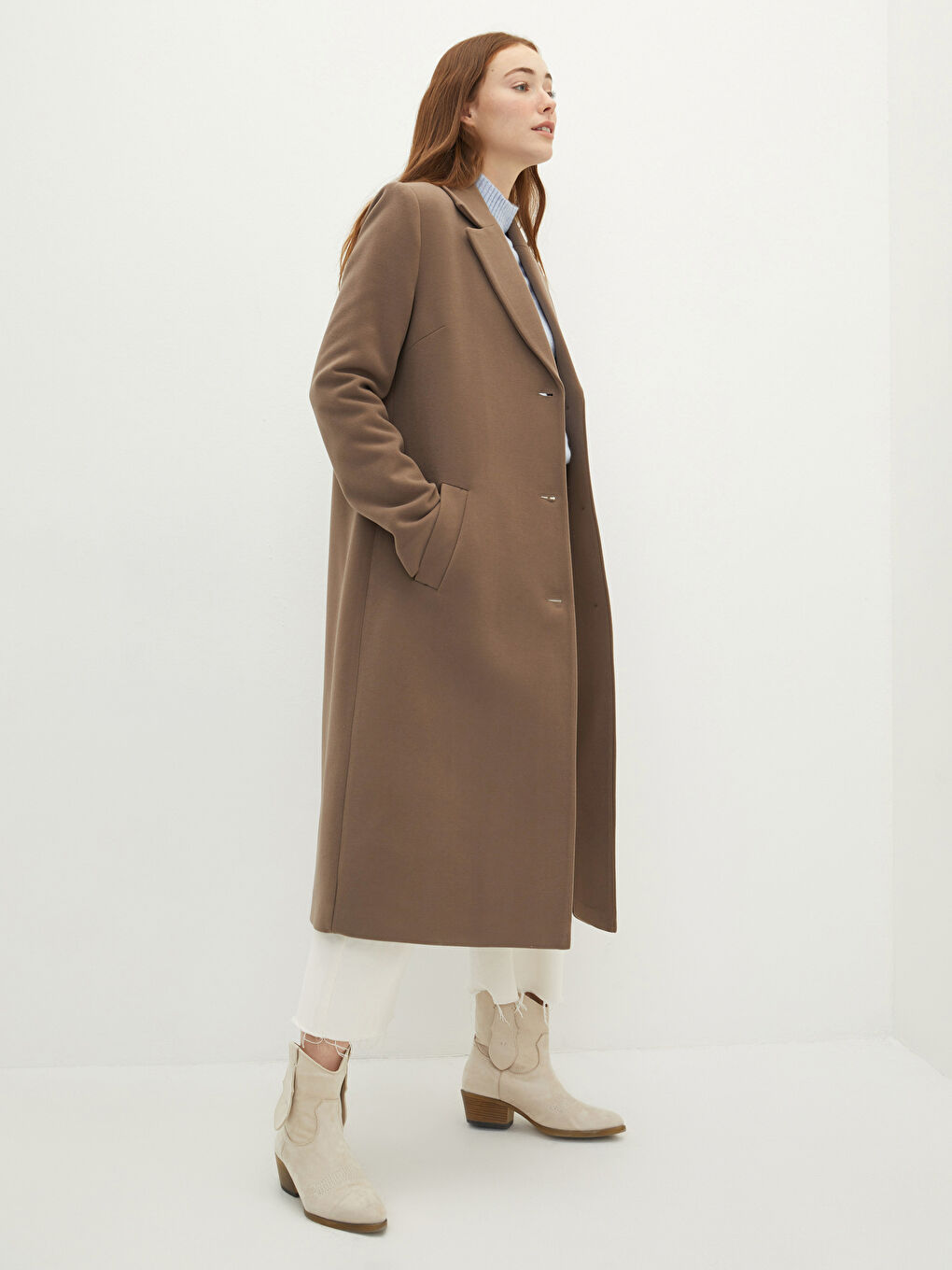 Παλτό Cachet Για Γυναίκες Με Γιακά Μπουφάν, Μακριά Μανίκια Και Χοντρό Ύφασμα-1