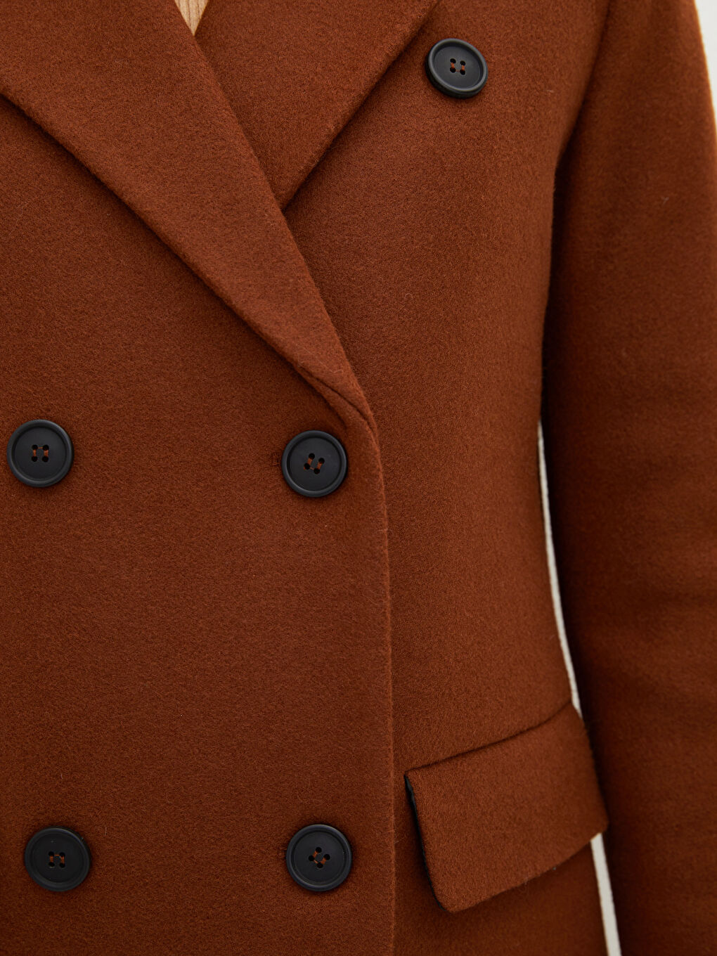 Jacket Collar Straight Pocket Detailed Long Sleeve Thick Women's Cachet Coat-3
