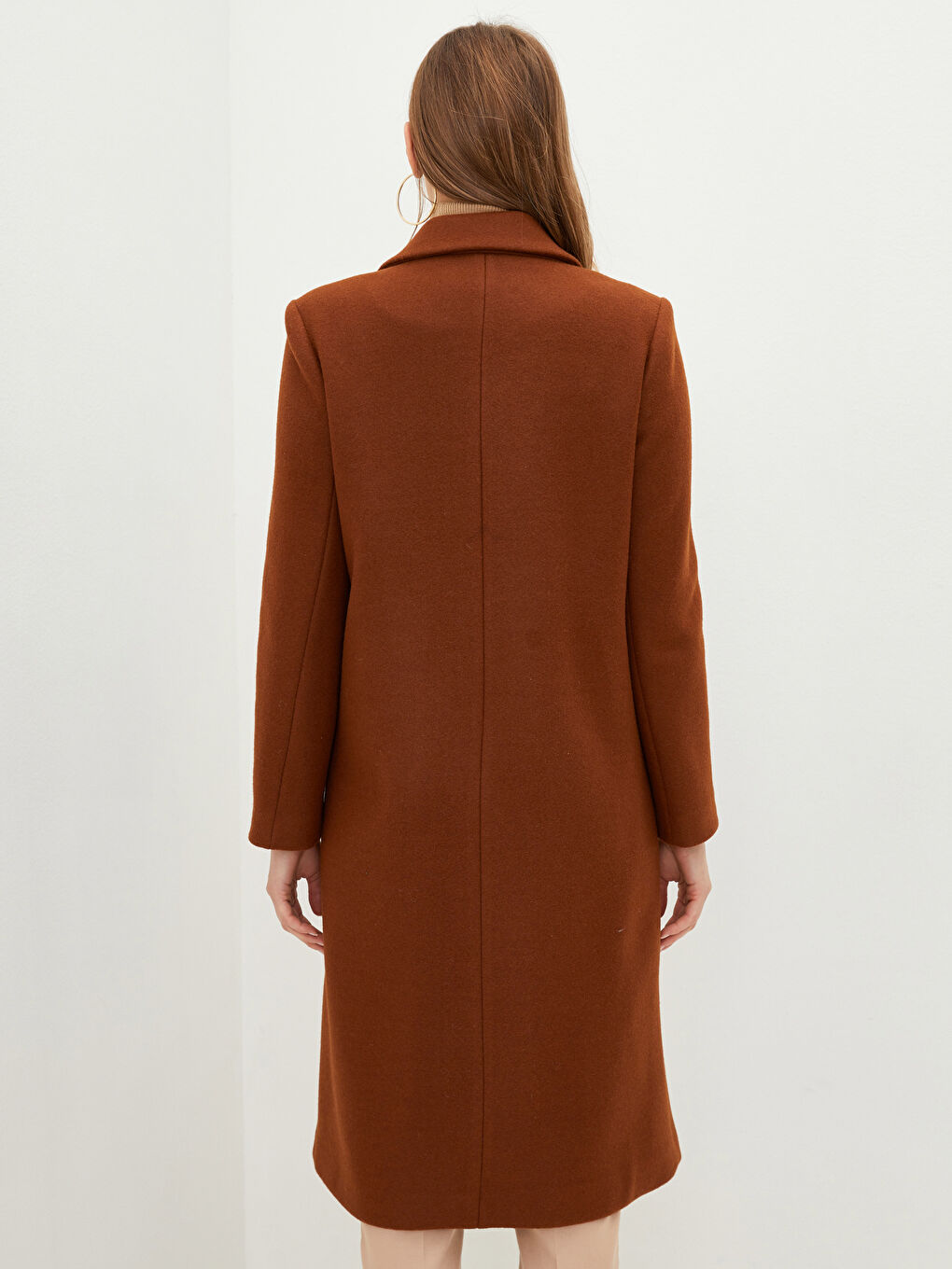 Jacket Collar Straight Pocket Detailed Long Sleeve Thick Women's Cachet Coat-4