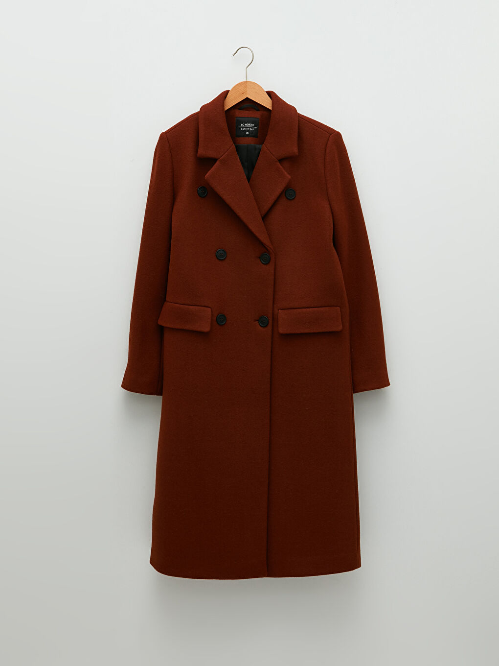 Jacket Collar Straight Pocket Detailed Long Sleeve Thick Women's Cachet Coat-5