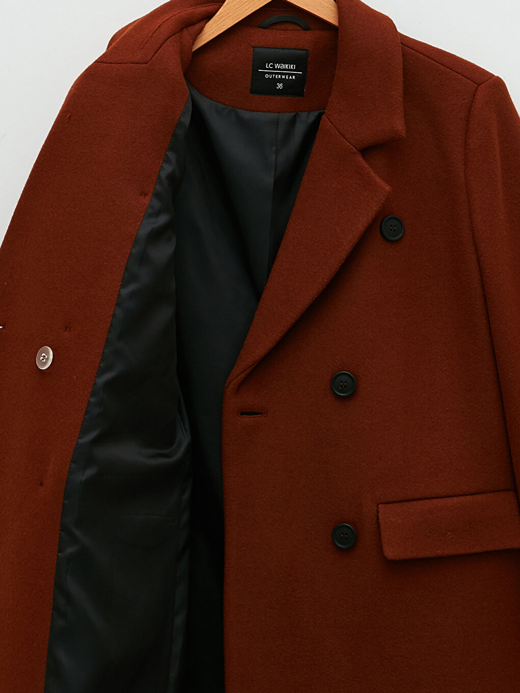 Jacket Collar Straight Pocket Detailed Long Sleeve Thick Women's Cachet Coat-7
