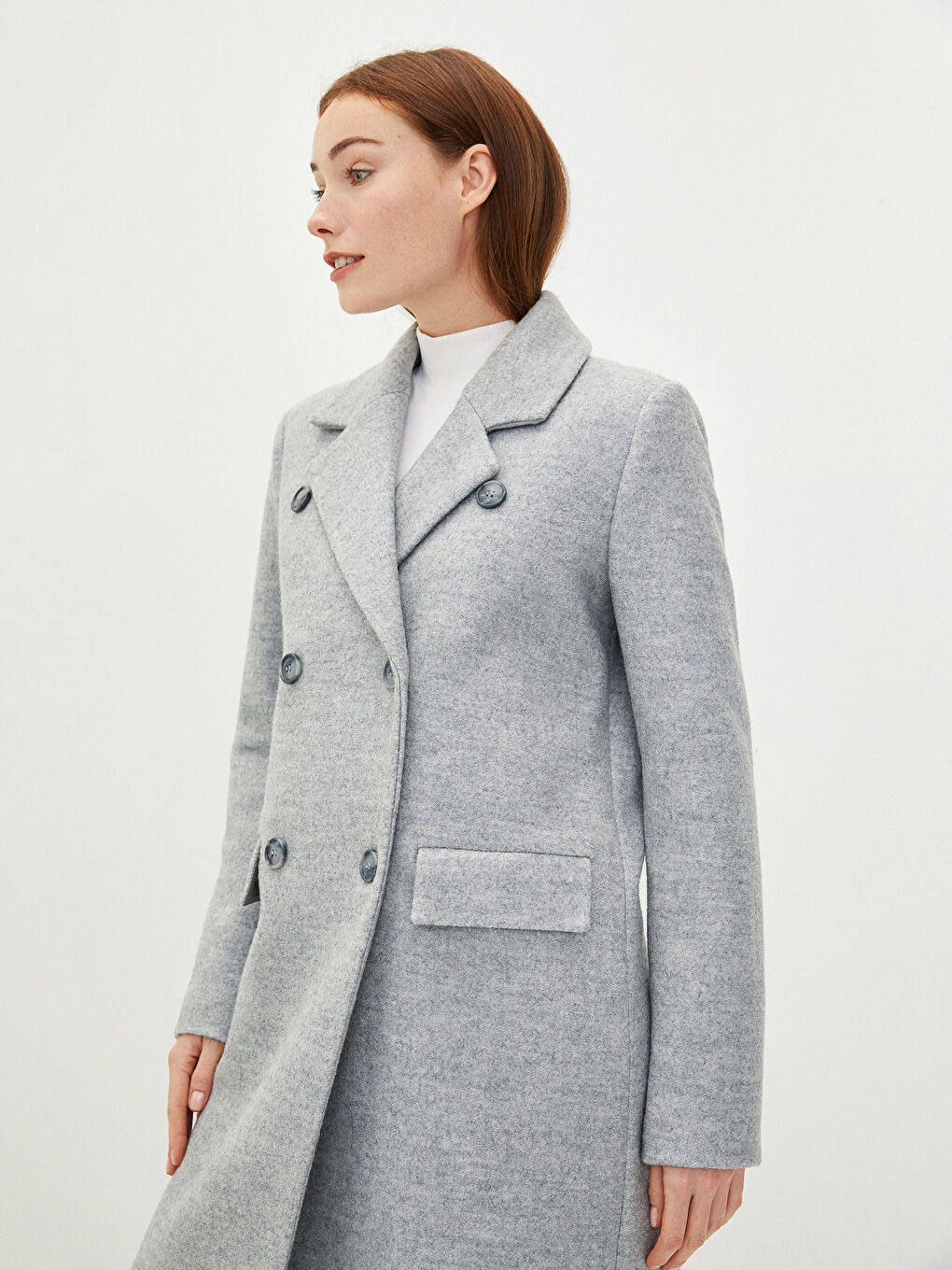 Jacket Collar Straight Pocket Detailed Long Sleeve Thick Women's Cachet Coat-2