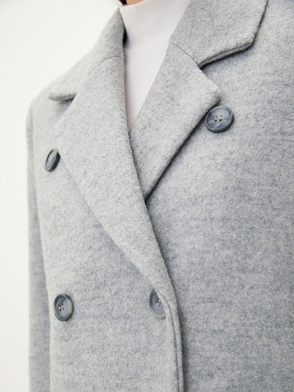 Jacket Collar Straight Pocket Detailed Long Sleeve Thick Women's Cachet Coat-3