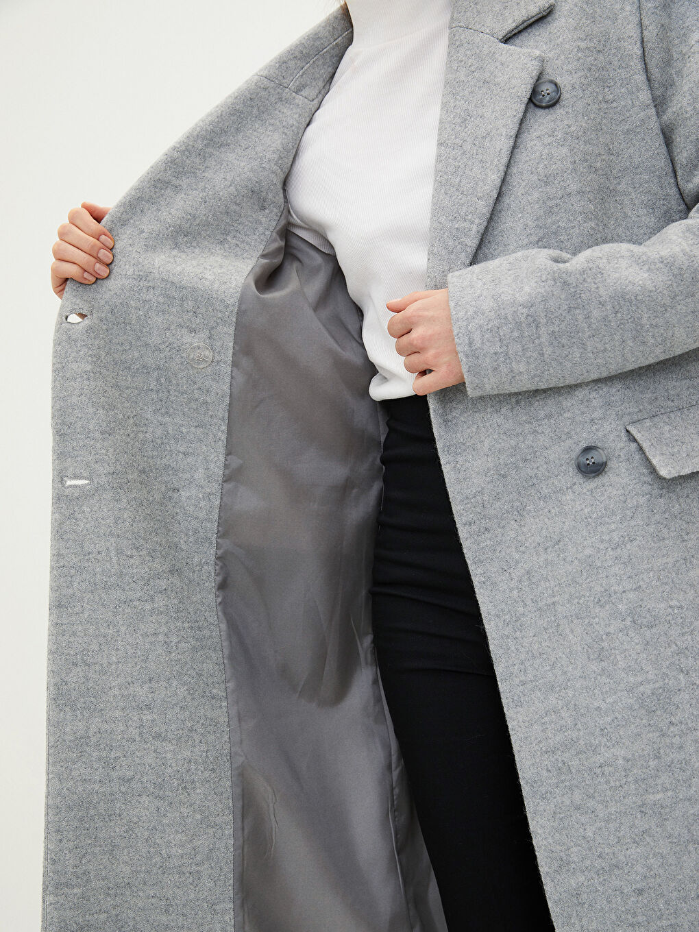 Jacket Collar Straight Pocket Detailed Long Sleeve Thick Women's Cachet Coat-4