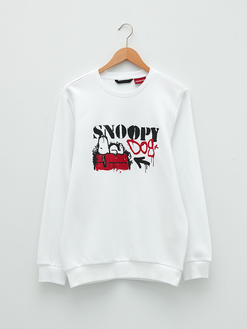 سويت شيرت تخين كم طويل مطبوع سنوبي بياقة دائرية للرجال-5