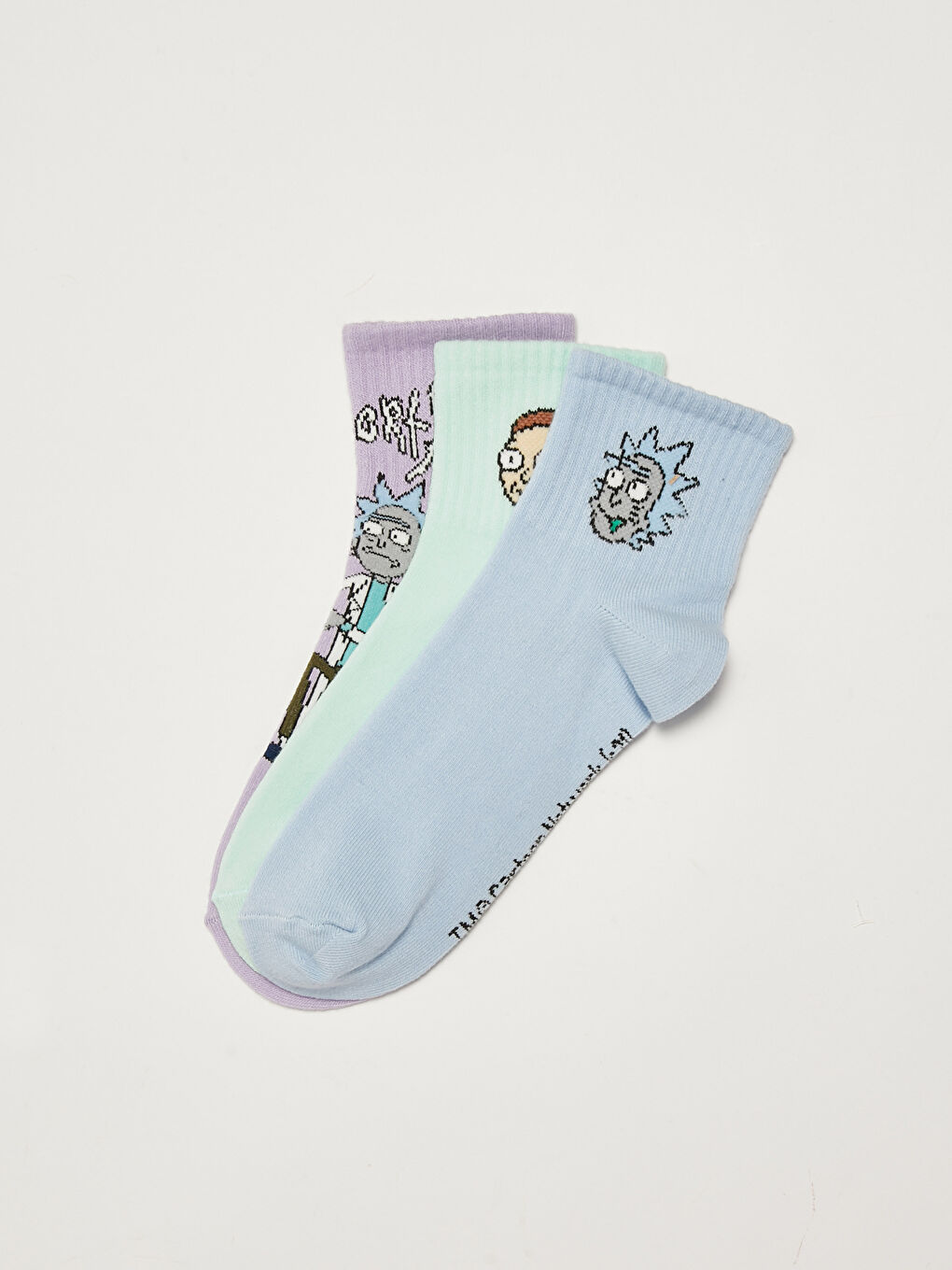 LCW DREAM Rick and Morty Baskılı Kadın Soket Çorap 3'lü Paket -W1FD34Z8-J2S