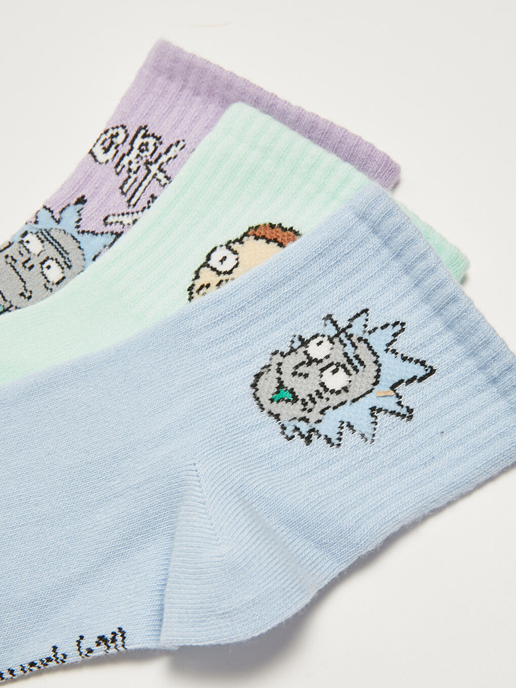 LCW DREAM Rick and Morty Baskılı Kadın Soket Çorap 3'lü Paket -W1FD34Z8-J2S