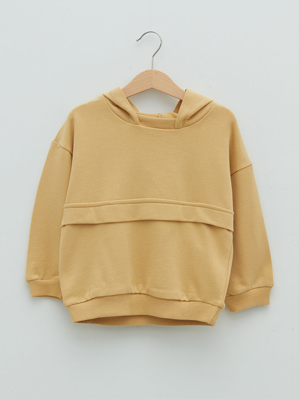 Sarı Kapüşonlu Uzun Kollu Erkek Bebek Sweatshirt ve Jogger Pantolon 2'li Takım-1