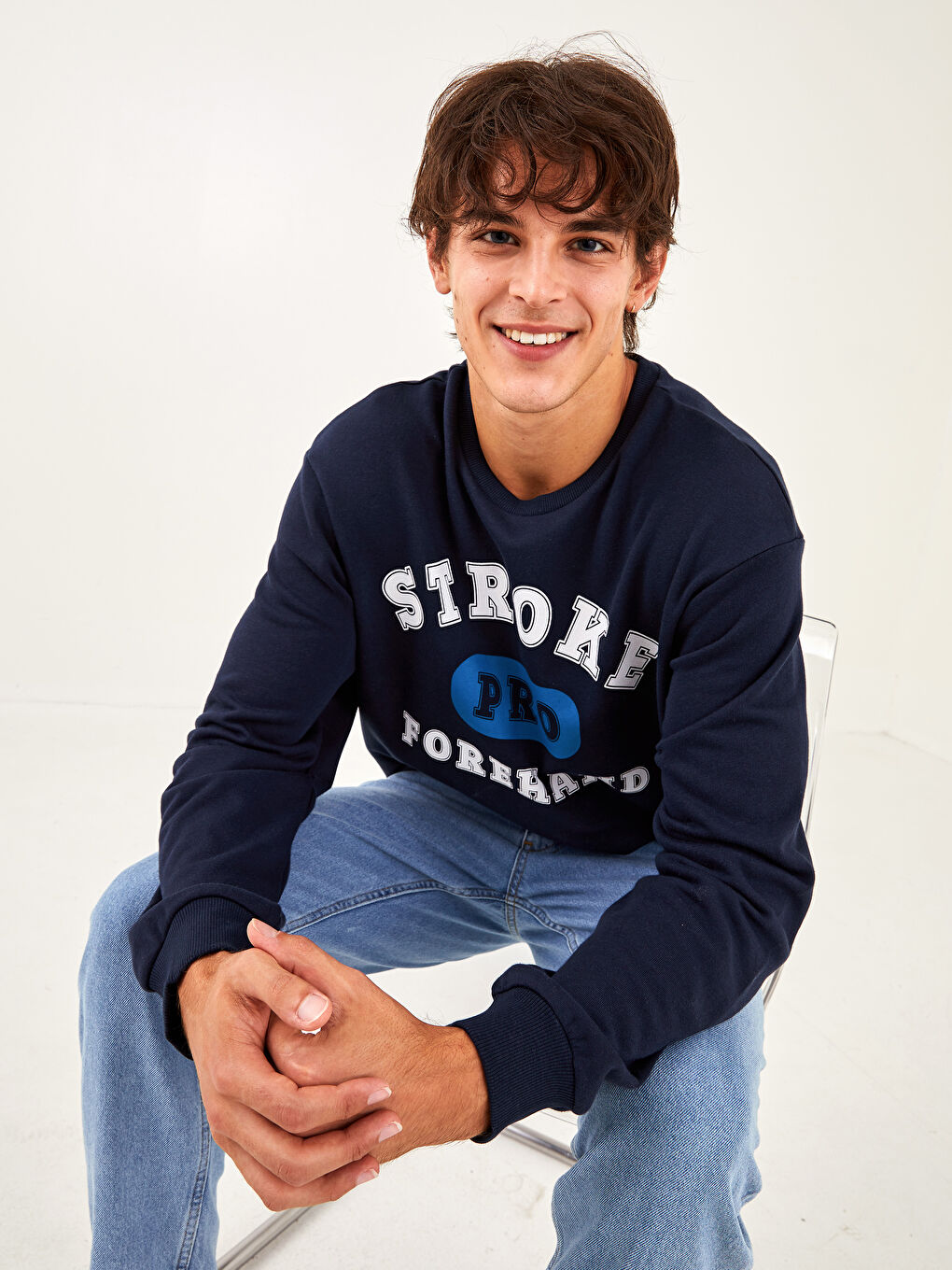 Crew Neck Long Sleeve Printed Men's Sweatshirt-2