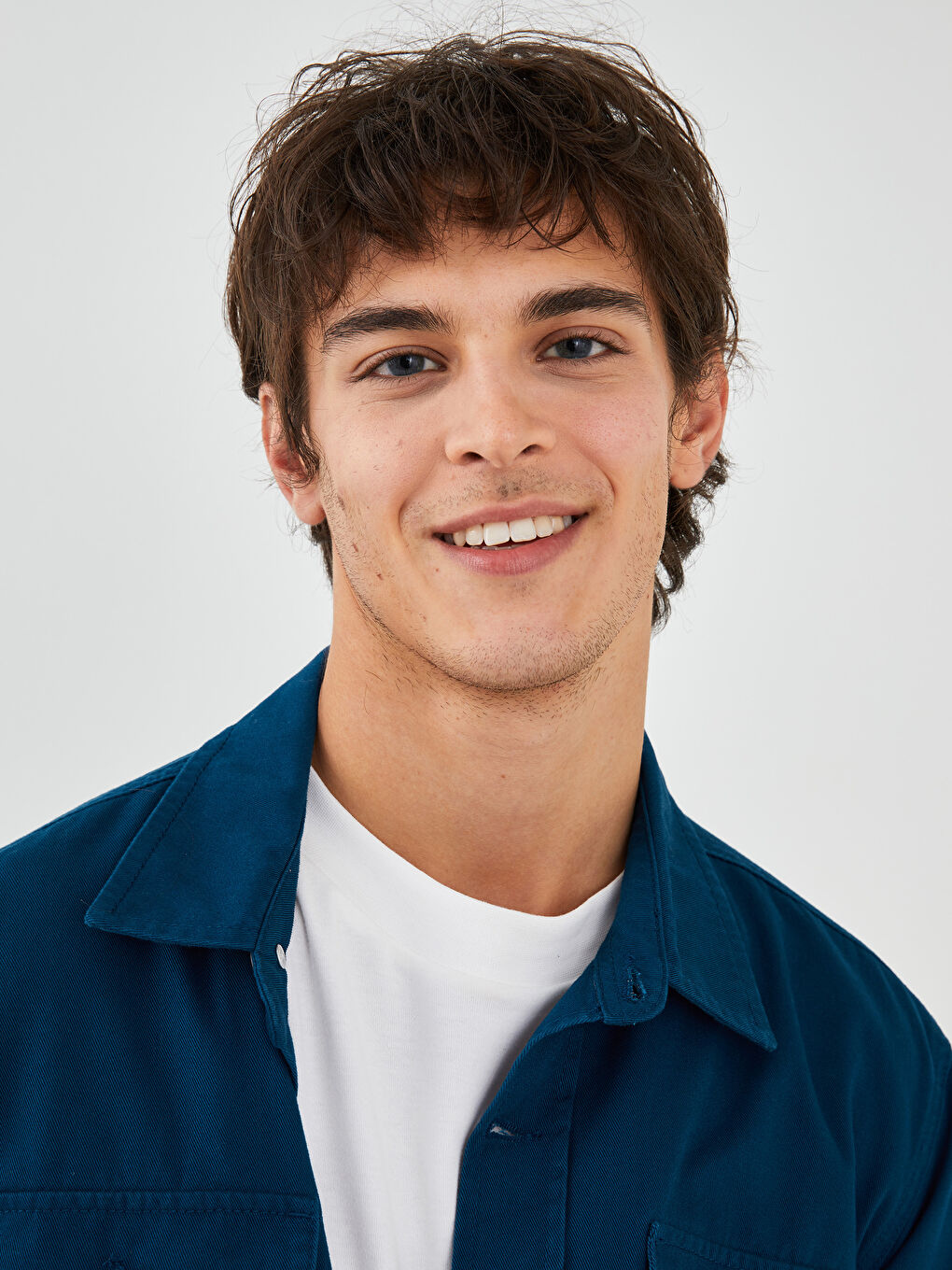 Cămașă din denim pentru bărbați, mânecă lungă, croială regular-2