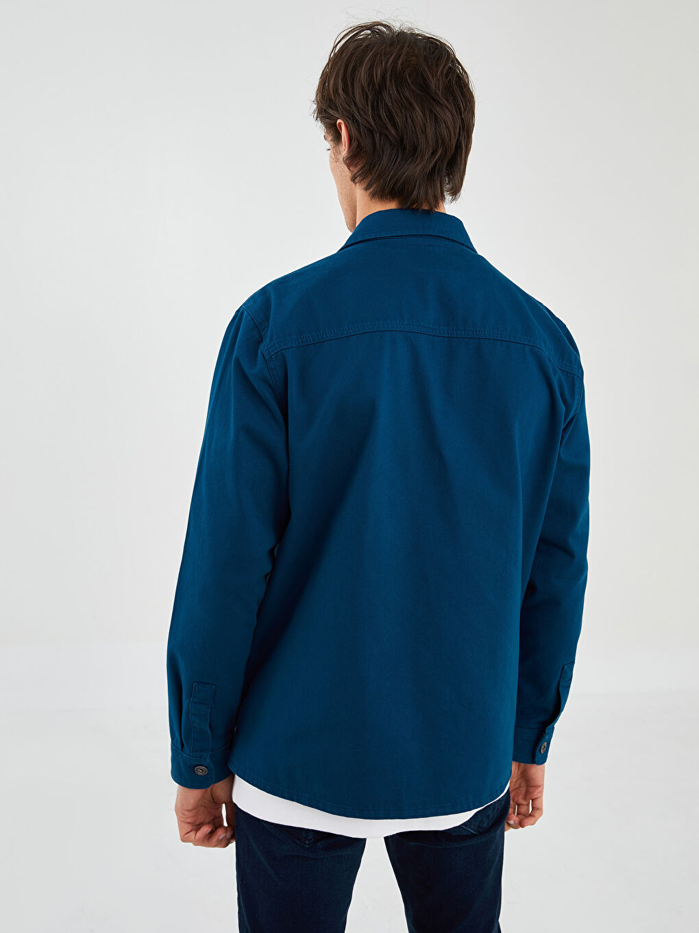 Cămașă din denim pentru bărbați, mânecă lungă, croială regular-4